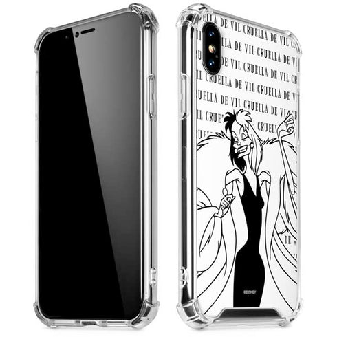Disney Villains Cruella de Vil Black and White iPhone XS Max Clear Case